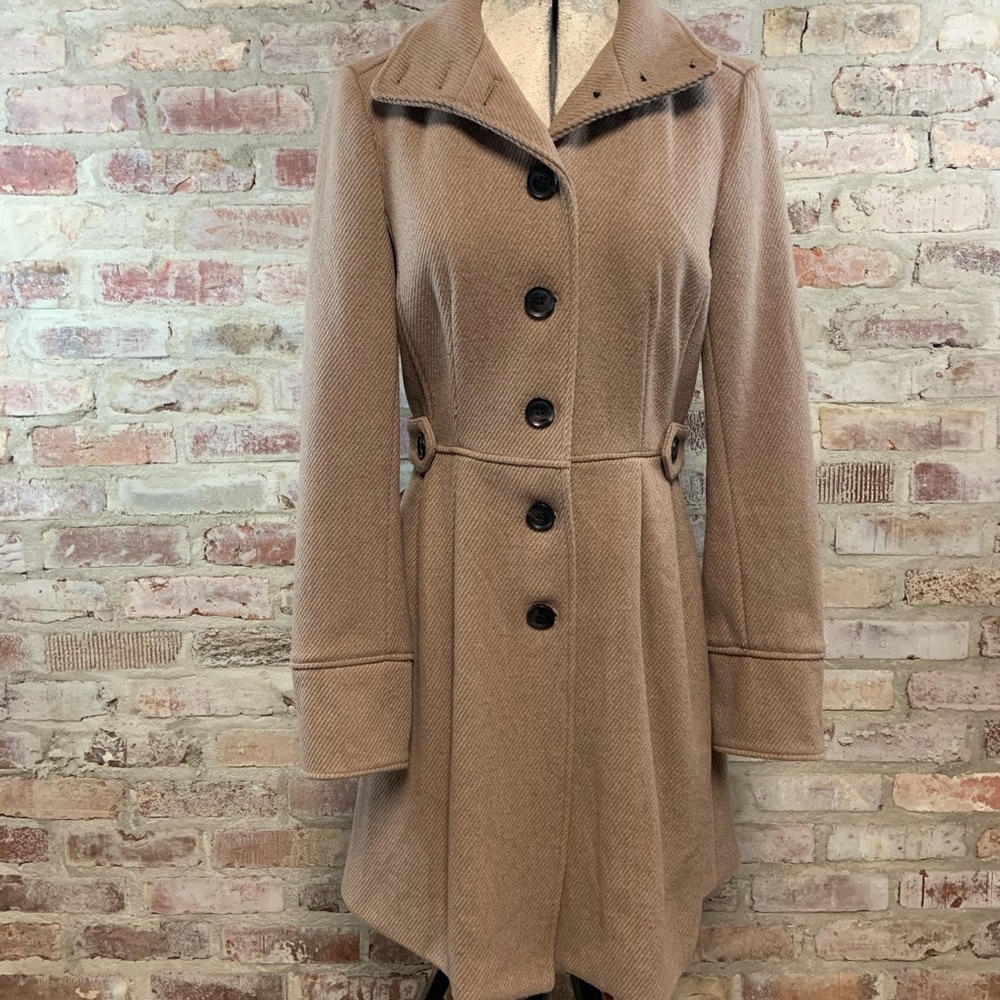 Mango MNG wool blend camel fit and flare coat